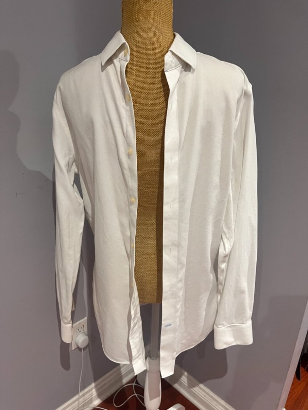 Banana Republic Mens Grant Fit Non Iron White Dress Shirt Medium 15 15.5